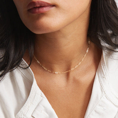 Nadia halsketting met paperclips | 14k Goud