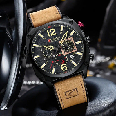 van Wennink© - Luxe Lederen Kwarts Horloge voor de Zakelijke Professional