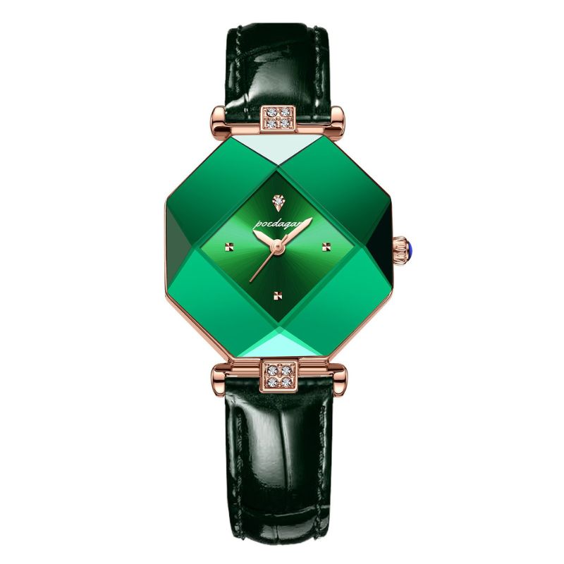 Luxe Groene Diamant Kwarts Horloge