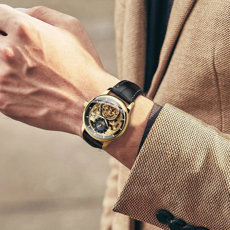 Maanfase Skeleton Automatische Horloge