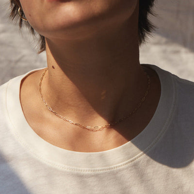 Nadia halsketting met paperclips | 14k Goud