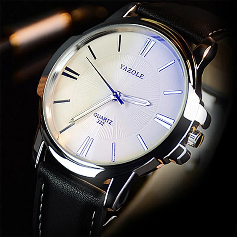 van Wennink© - Luxe Blauw Glas Lederen Horloge