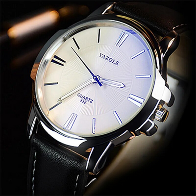 van Wennink© - Luxe Blauw Glas Lederen Horloge