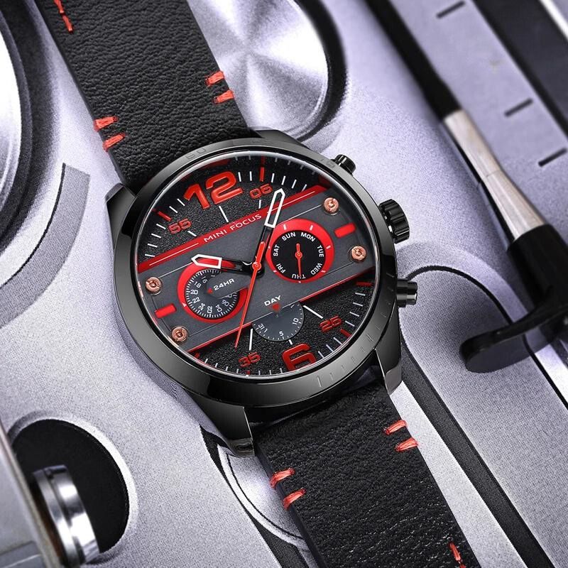 Luxe Leren Band Quartz Chronograaf Sporthorloge