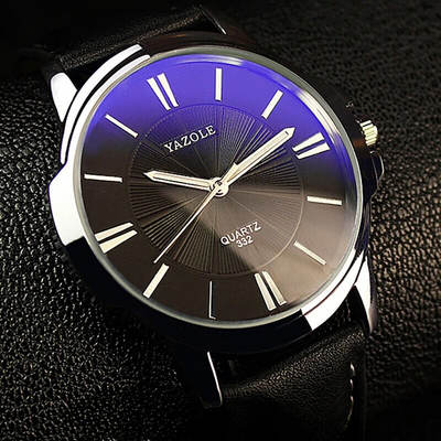van Wennink© - Luxe Blauw Glas Lederen Horloge