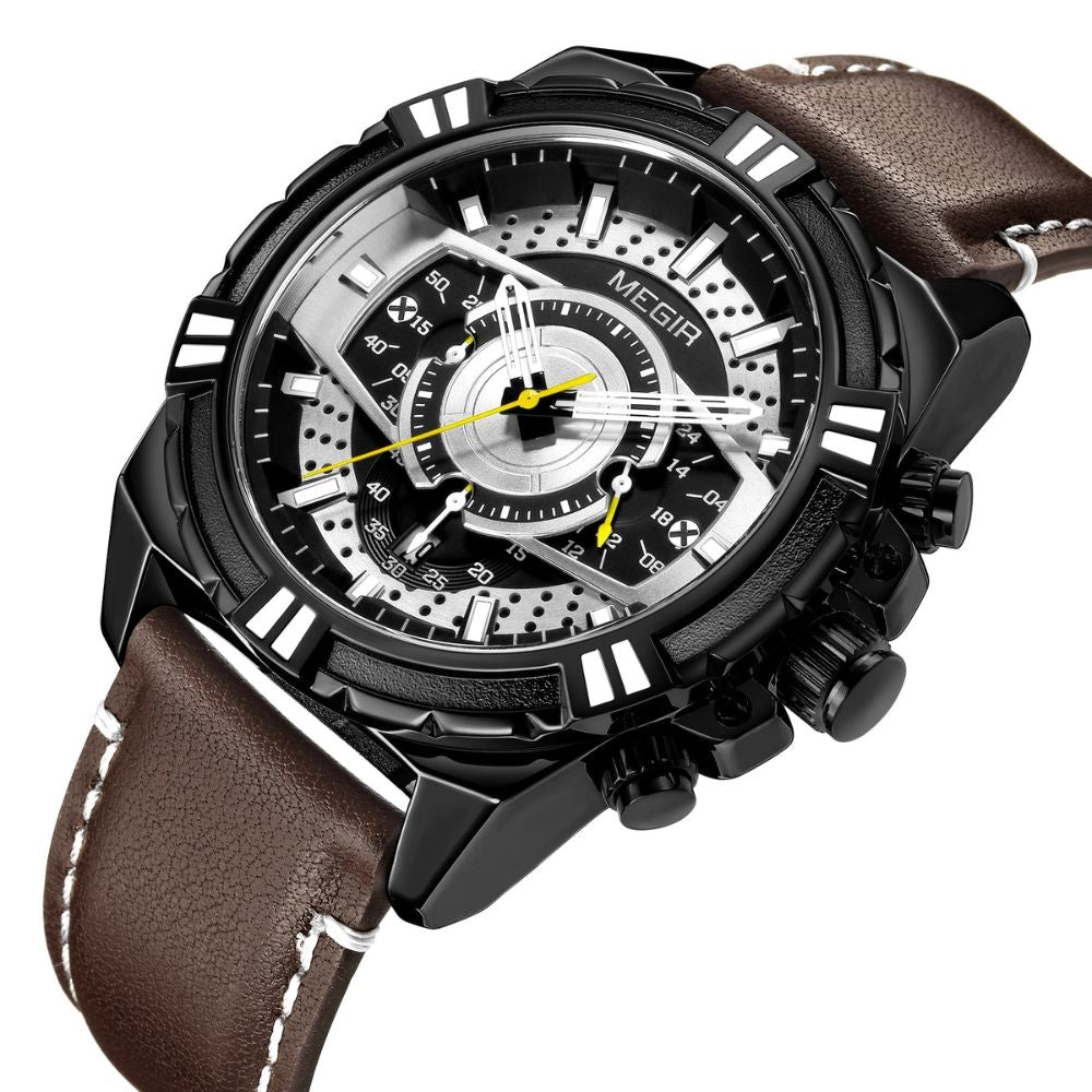 Luxe Quartz Chronograaf Militaire Sport Lederen Horloge