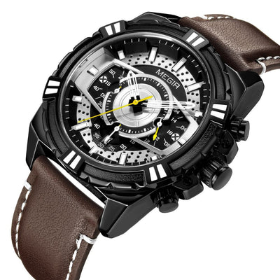 Luxe Quartz Chronograaf Militaire Sport Lederen Horloge