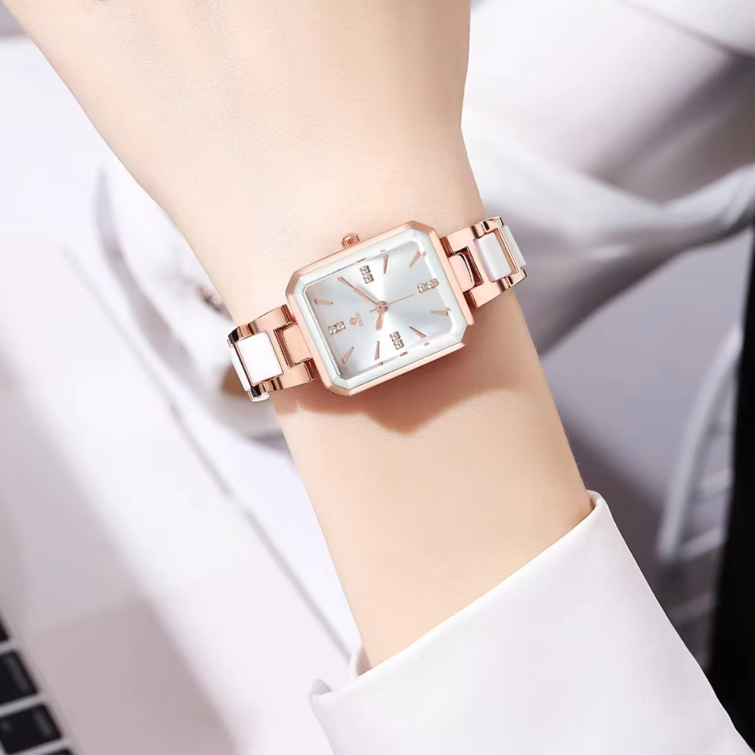 Luxe Diamanten Vierkante Quartz Chic Horloge