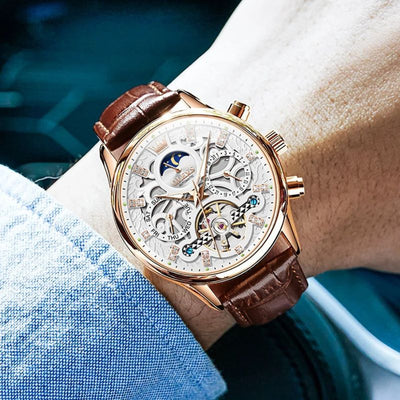 van Wennink© - Mechanisch Automatisch Horloge met Luxe Leren Band