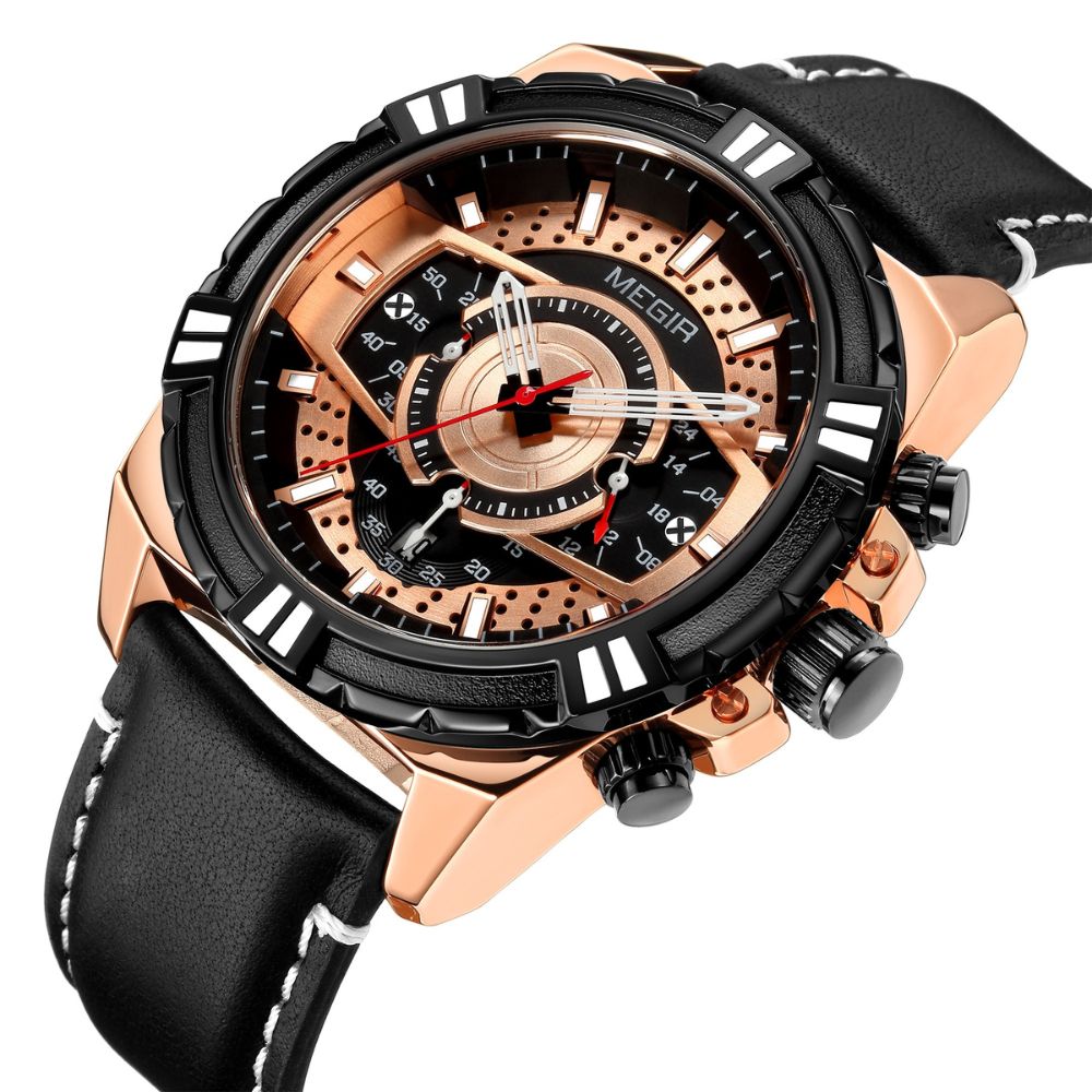 Luxe Quartz Chronograaf Militaire Sport Lederen Horloge