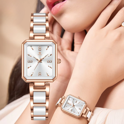 Luxe Diamanten Vierkante Quartz Chic Horloge