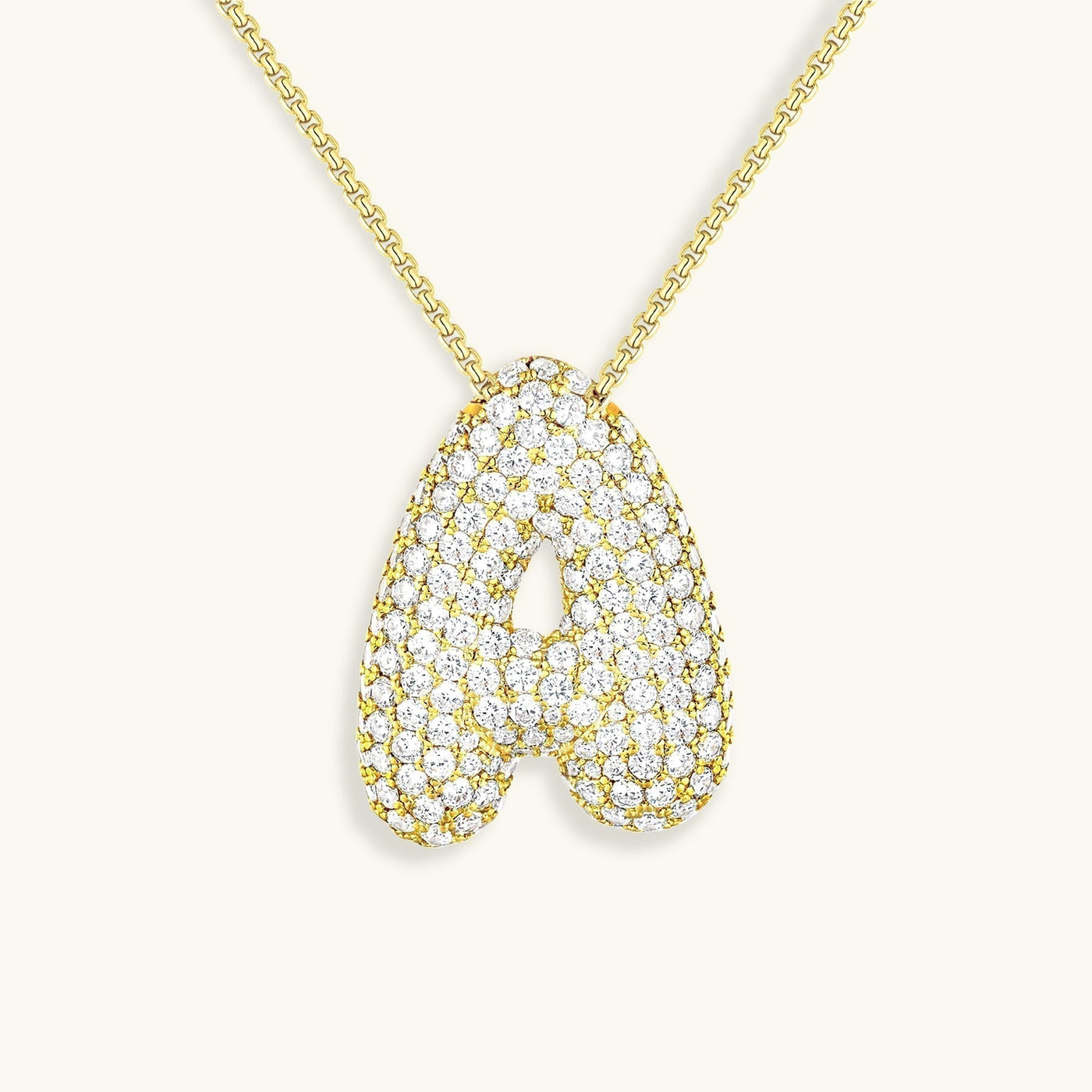Naamketting Bubble met diamant | 18k Goud