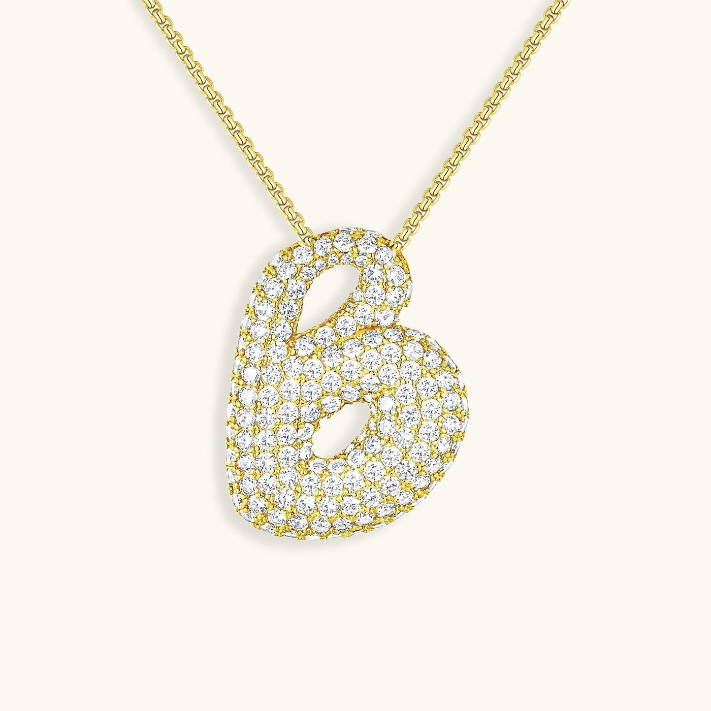 Naamketting Bubble met diamant | 18k Goud