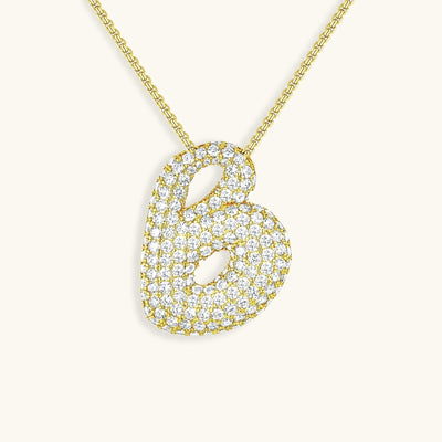 Naamketting Bubble met diamant | 18k Goud