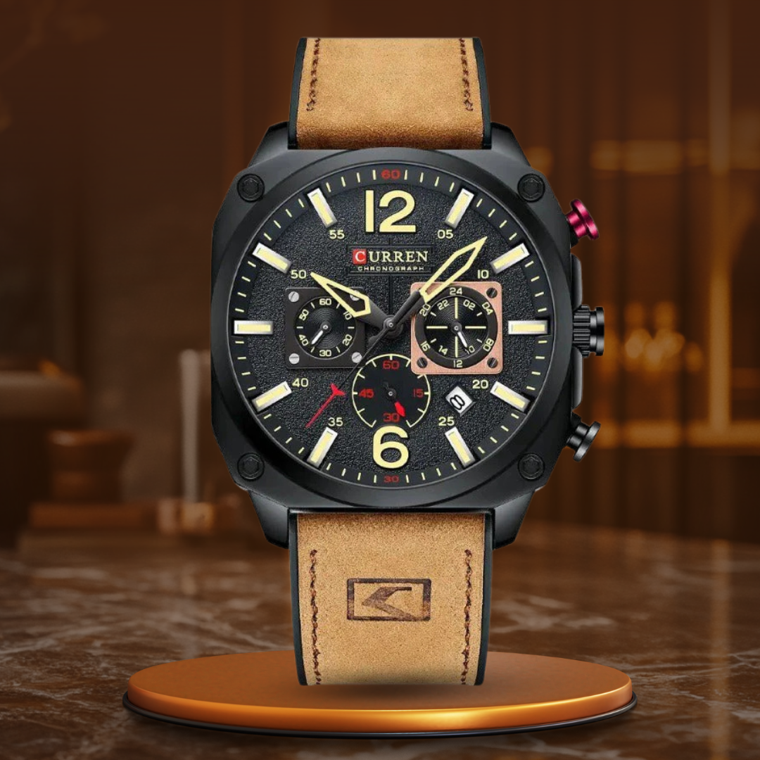 van Wennink© - Luxe Lederen Kwarts Horloge voor de Zakelijke Professional