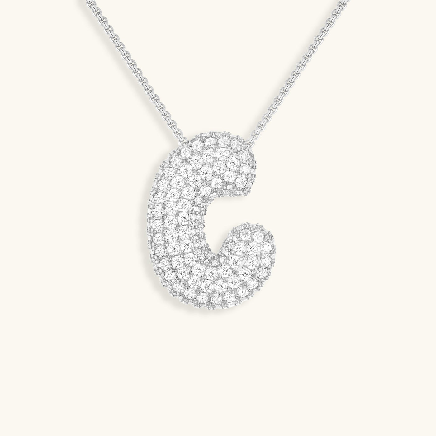 Naamketting Bubble met diamant | 18k Goud