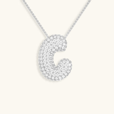 Naamketting Bubble met diamant | 18k Goud