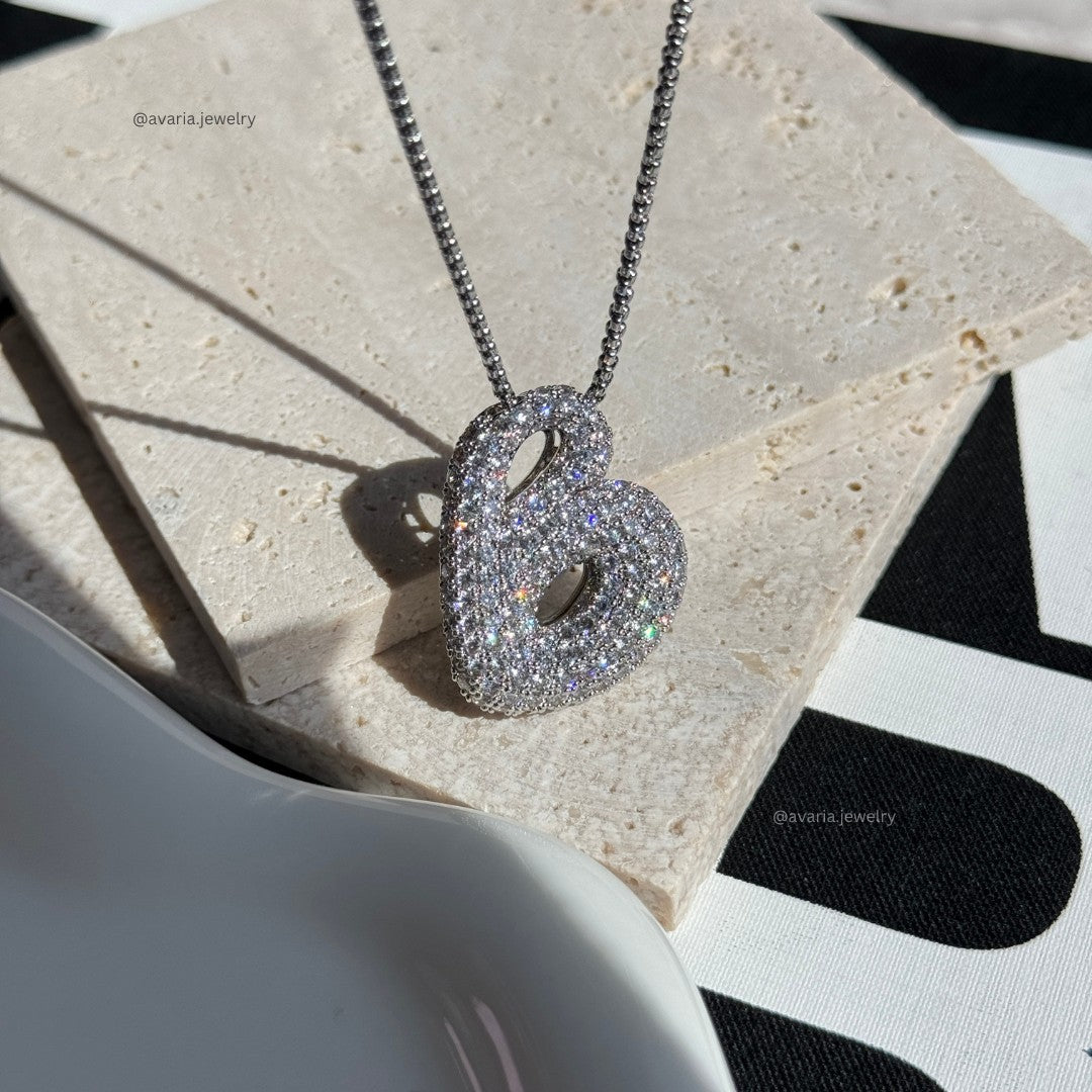 Naamketting Bubble met diamant | 18k Goud