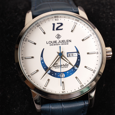 van Wennink© - Elegante Luminieuze Maanfase Horloge
