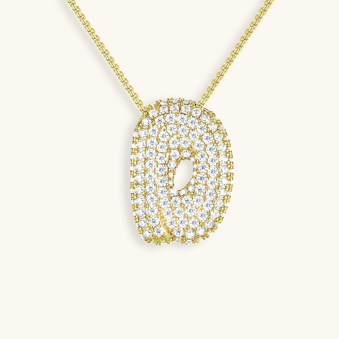 Naamketting Bubble met diamant | 18k Goud