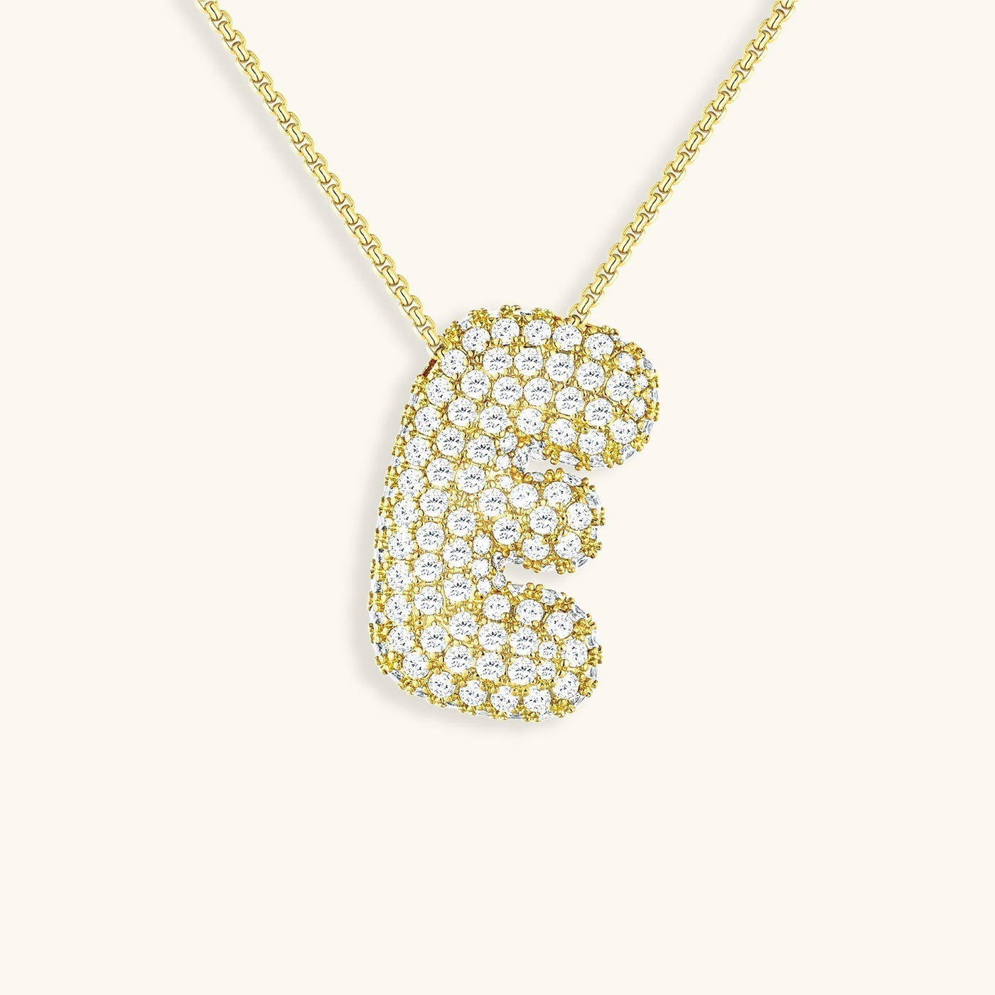 Naamketting Bubble met diamant | 18k Goud