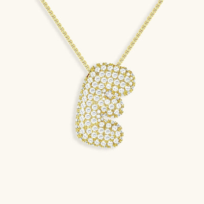 Naamketting Bubble met diamant | 18k Goud