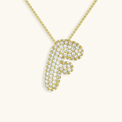 Naamketting Bubble met diamant | 18k Goud