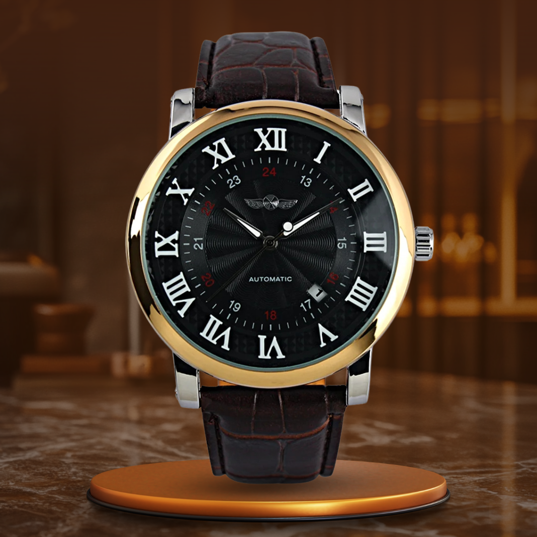 Mode Luxe Lederen Volledig Automatische Horloge