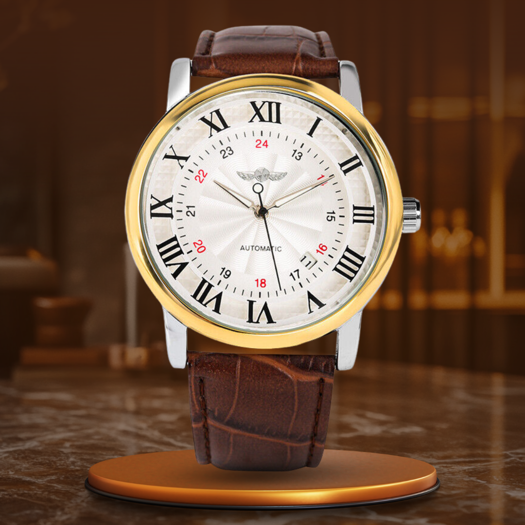 Mode Luxe Lederen Volledig Automatische Horloge