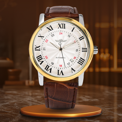 Mode Luxe Lederen Volledig Automatische Horloge