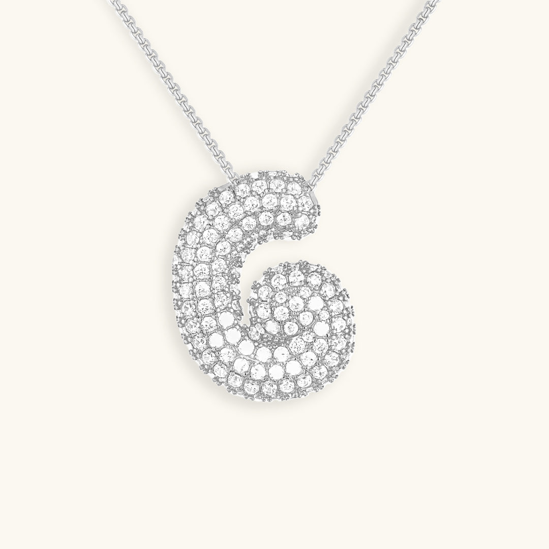 Naamketting Bubble met diamant | 18k Goud