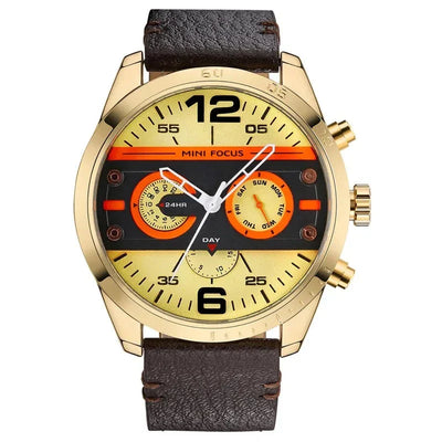Luxe Leren Band Quartz Chronograaf Sporthorloge