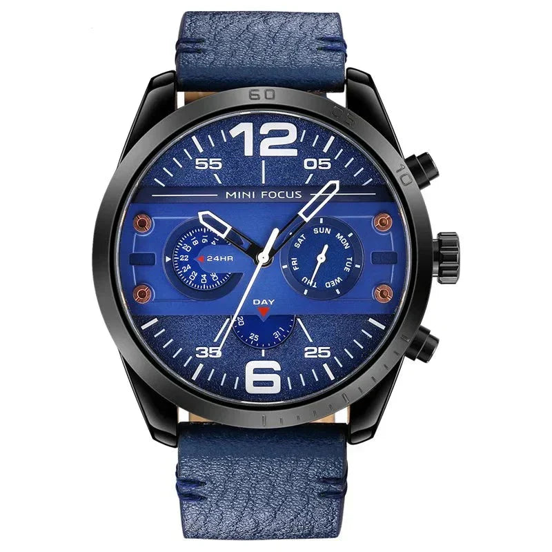 Luxe Leren Band Quartz Chronograaf Sporthorloge