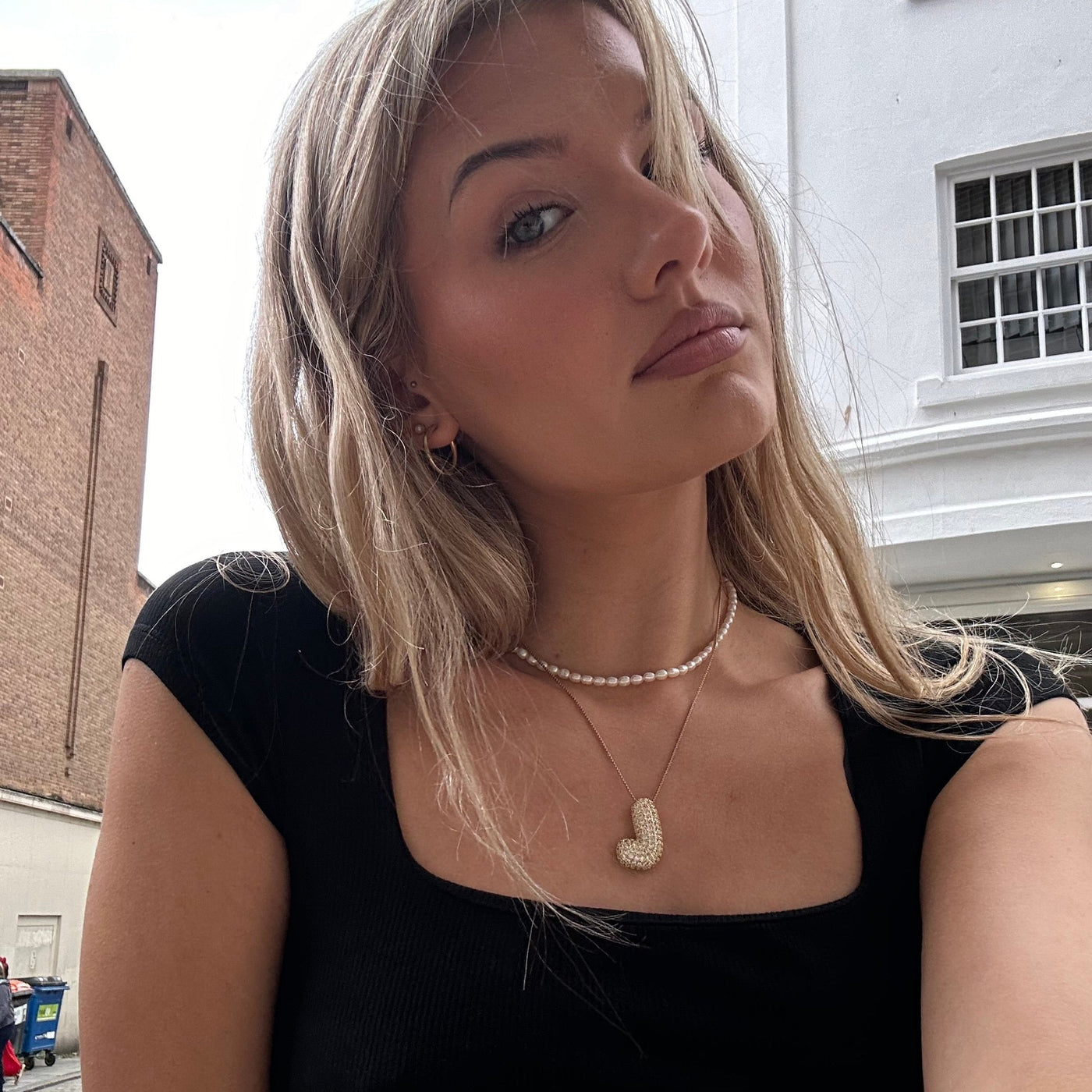 Naamketting Bubble met diamant | 18k Goud