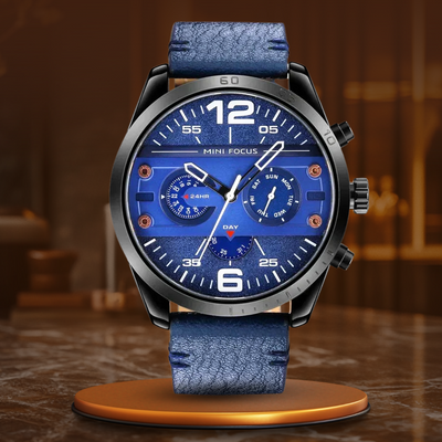 Luxe Leren Band Quartz Chronograaf Sporthorloge