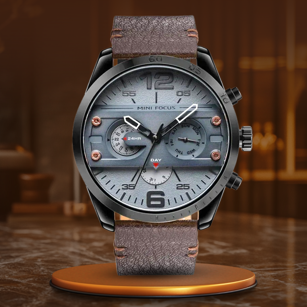 Luxe Leren Band Quartz Chronograaf Sporthorloge