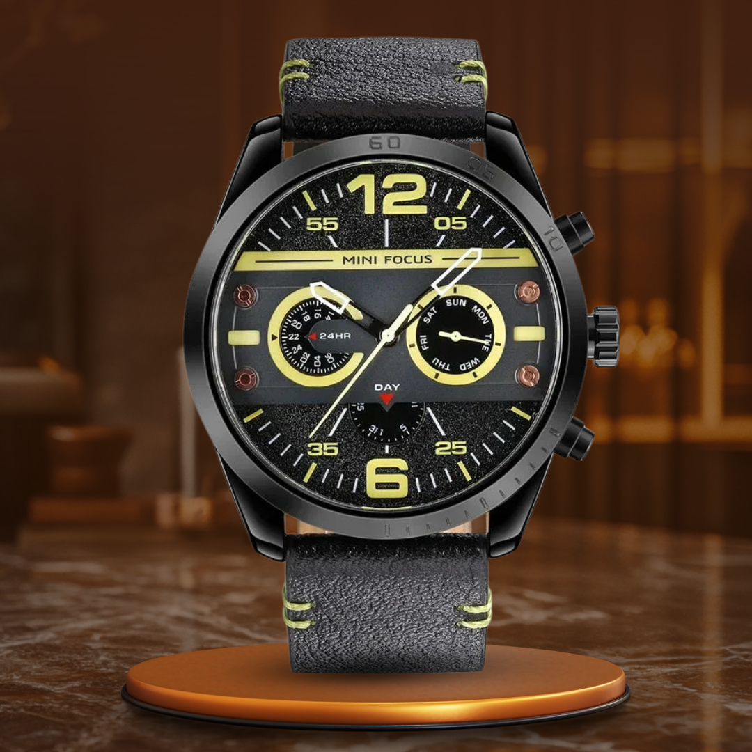 Luxe Leren Band Quartz Chronograaf Sporthorloge