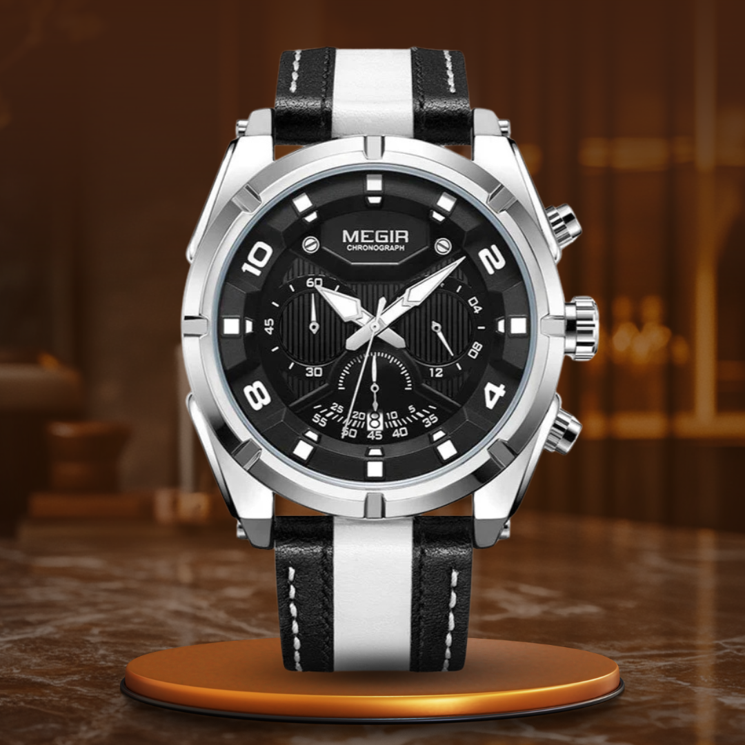 Luxe Leren Militaire Sport Chronograaf Horloge