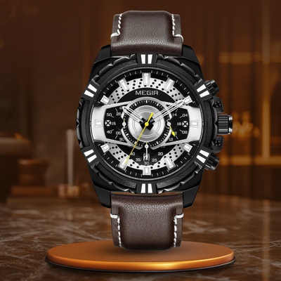 Luxe Quartz Chronograaf Militaire Sport Lederen Horloge