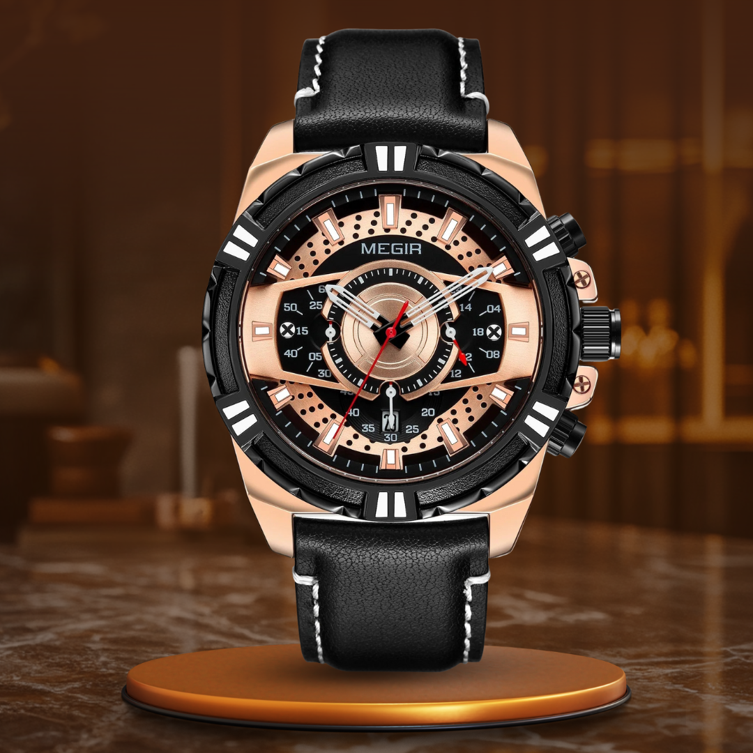 Luxe Quartz Chronograaf Militaire Sport Lederen Horloge