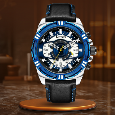 Luxe Quartz Chronograaf Militaire Sport Lederen Horloge