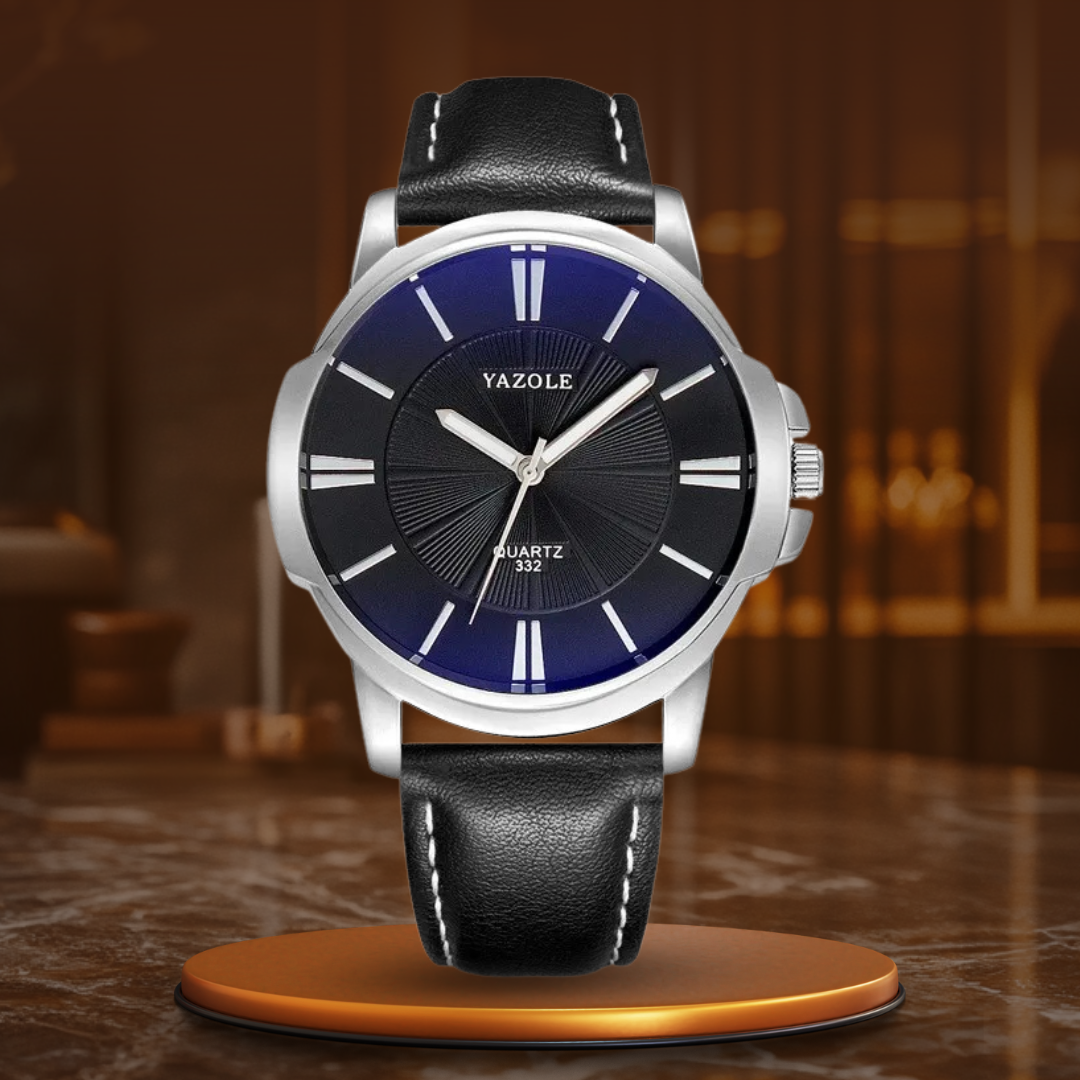 van Wennink© - Luxe Blauw Glas Lederen Horloge