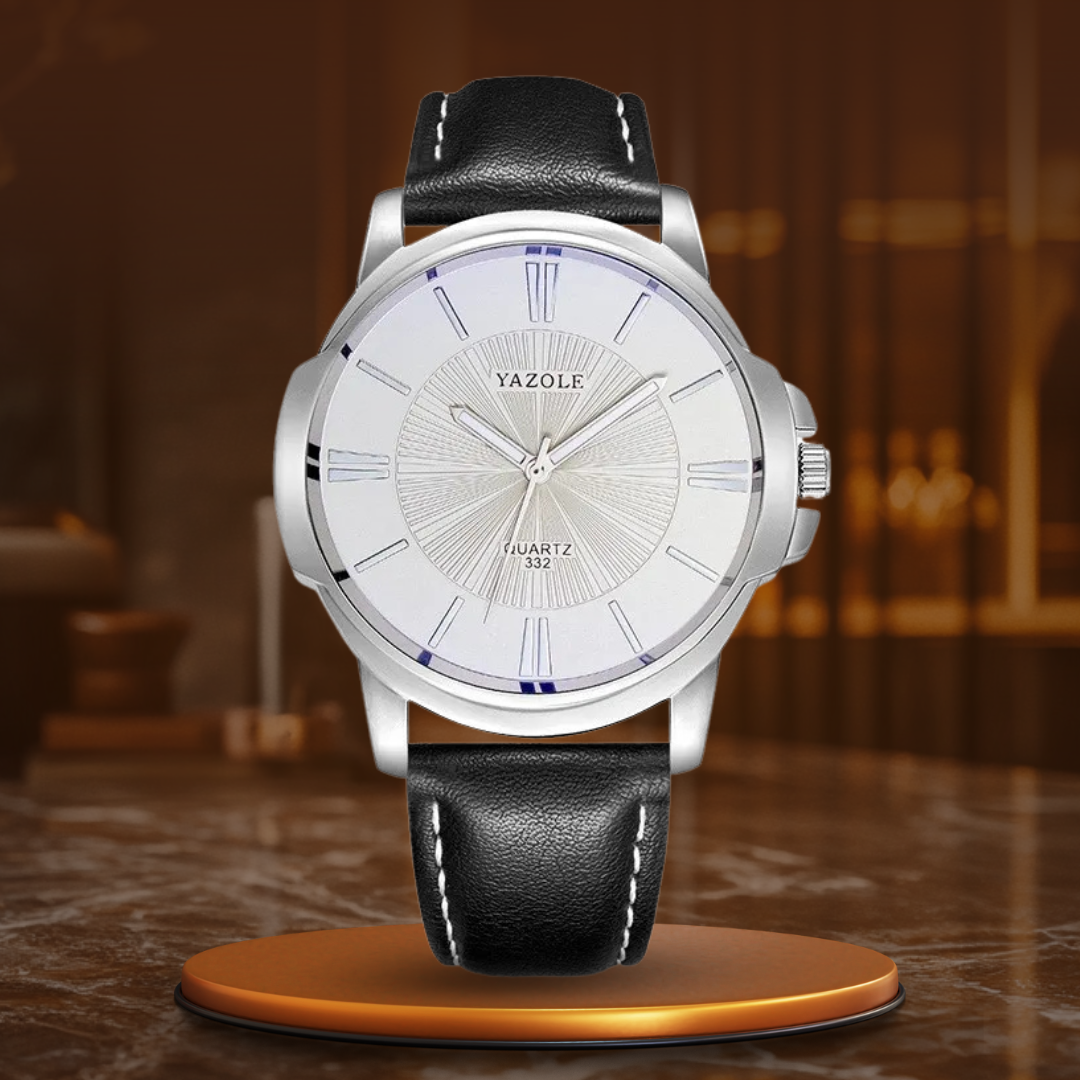 van Wennink© - Luxe Blauw Glas Lederen Horloge
