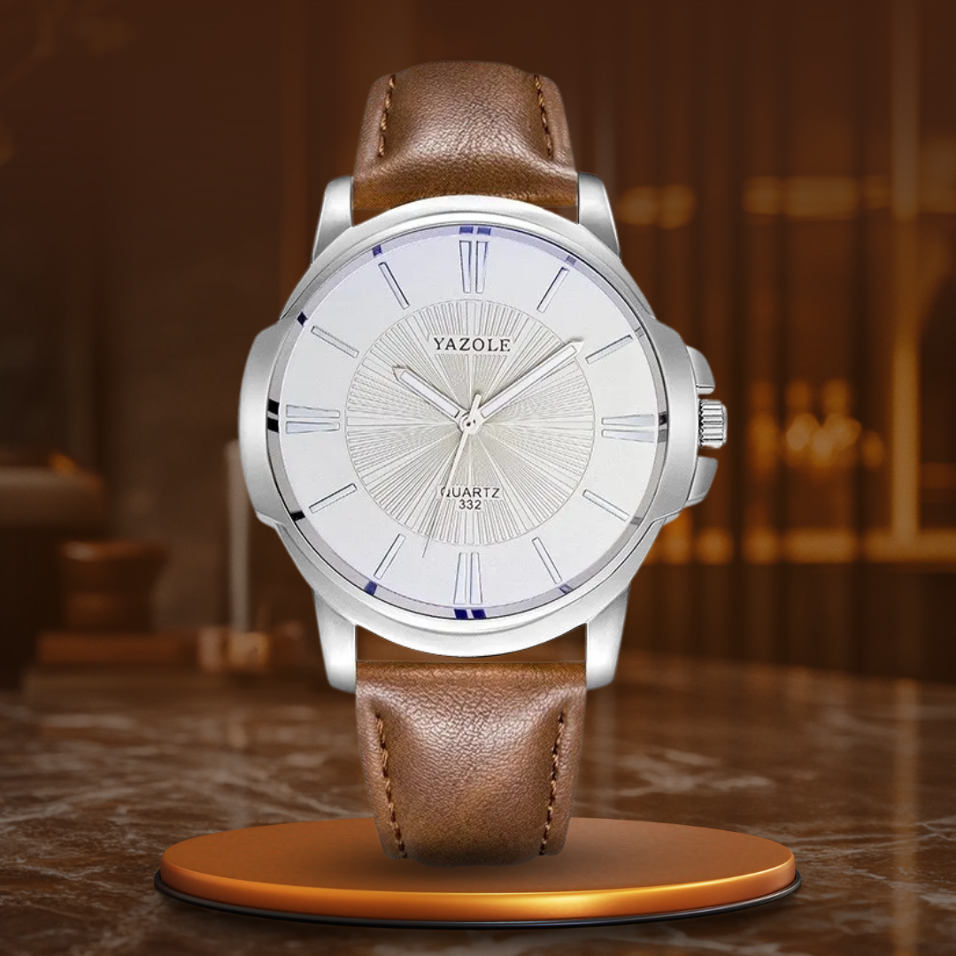 van Wennink© - Luxe Blauw Glas Lederen Horloge