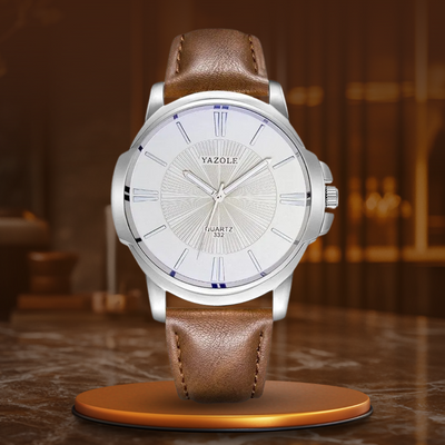 van Wennink© - Luxe Blauw Glas Lederen Horloge