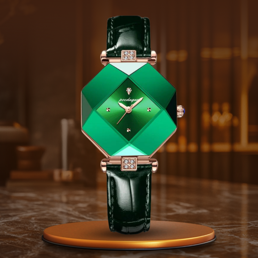 Luxe Groene Diamant Kwarts Horloge