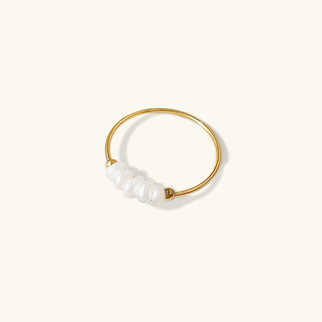 magnolia ring met zoetwaterparels | 18k Goud
