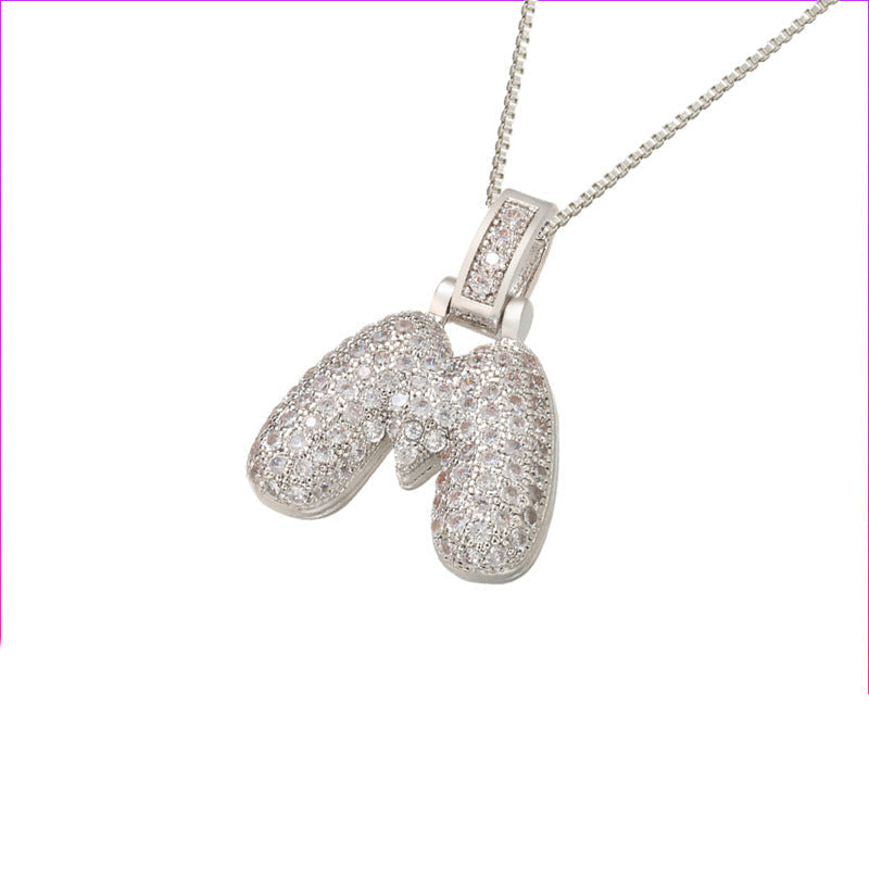 Pave Bubble Halsketting met Initialen | 18k Goud