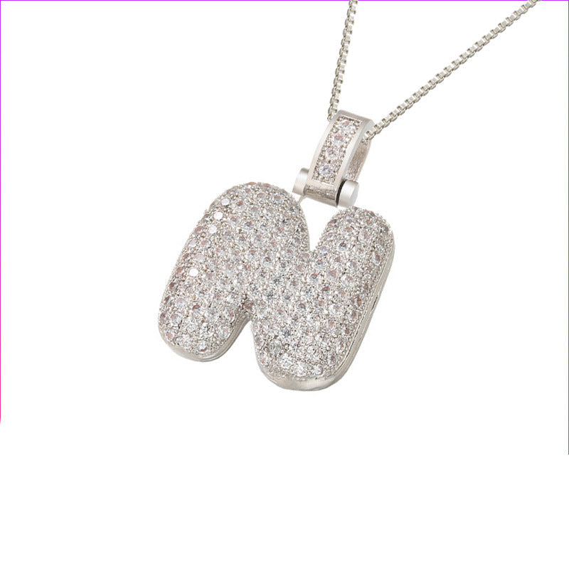 Pave Bubble Halsketting met Initialen | 18k Goud