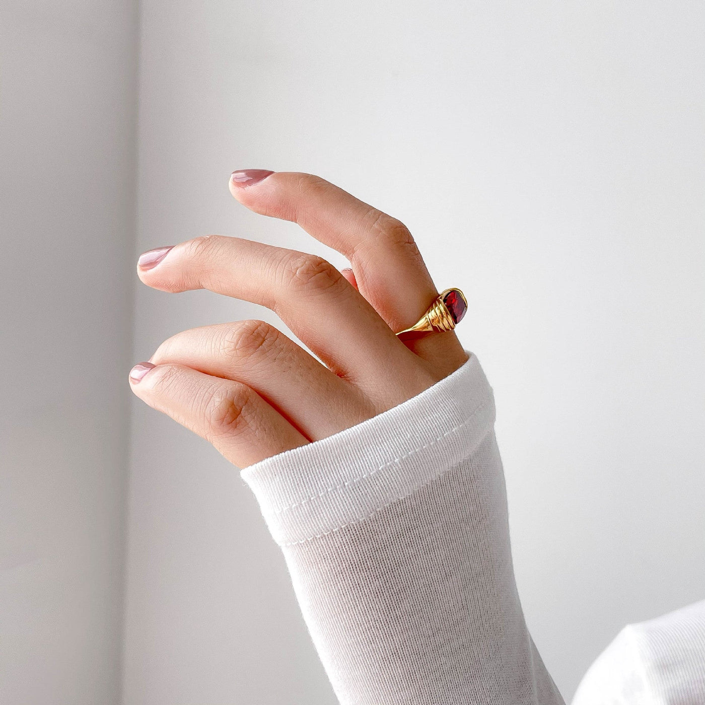 Arv Ring in Karmijnkleur | 18k Goud